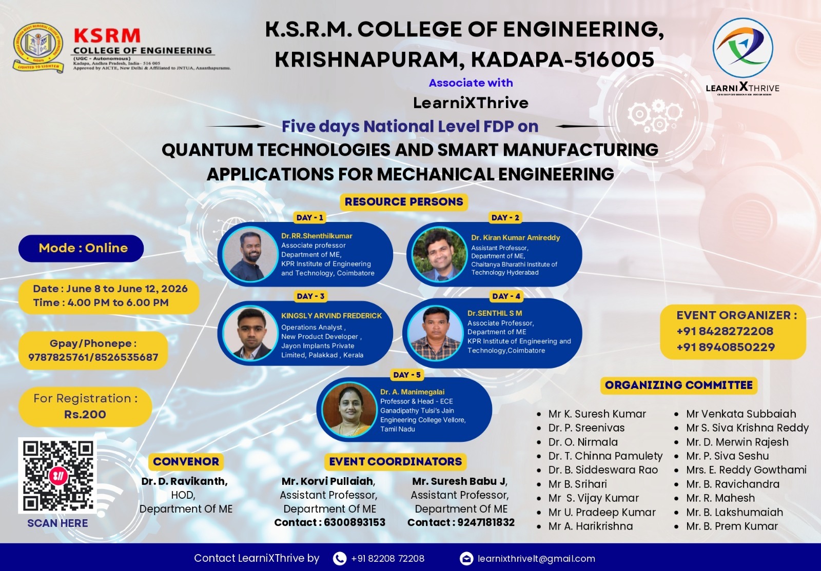 KSRM College of Engineering FDP on Quantum Technologies and Smart Manufacturing poster